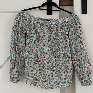 J. Crew Multicolor Floral Off-Shoulder Blouse